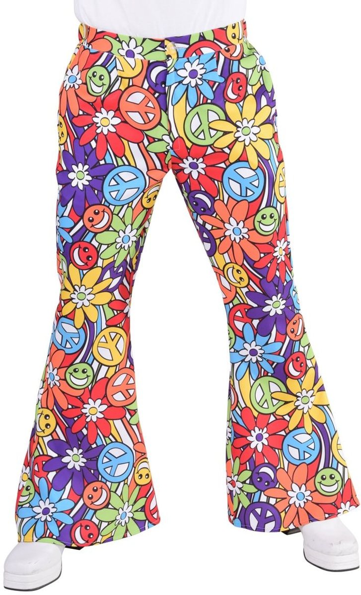 Hippie Kostuum | Hippie Symbolen Jaren 60 Broek Man | XL | Carnaval kostuum | Verkleedkleding